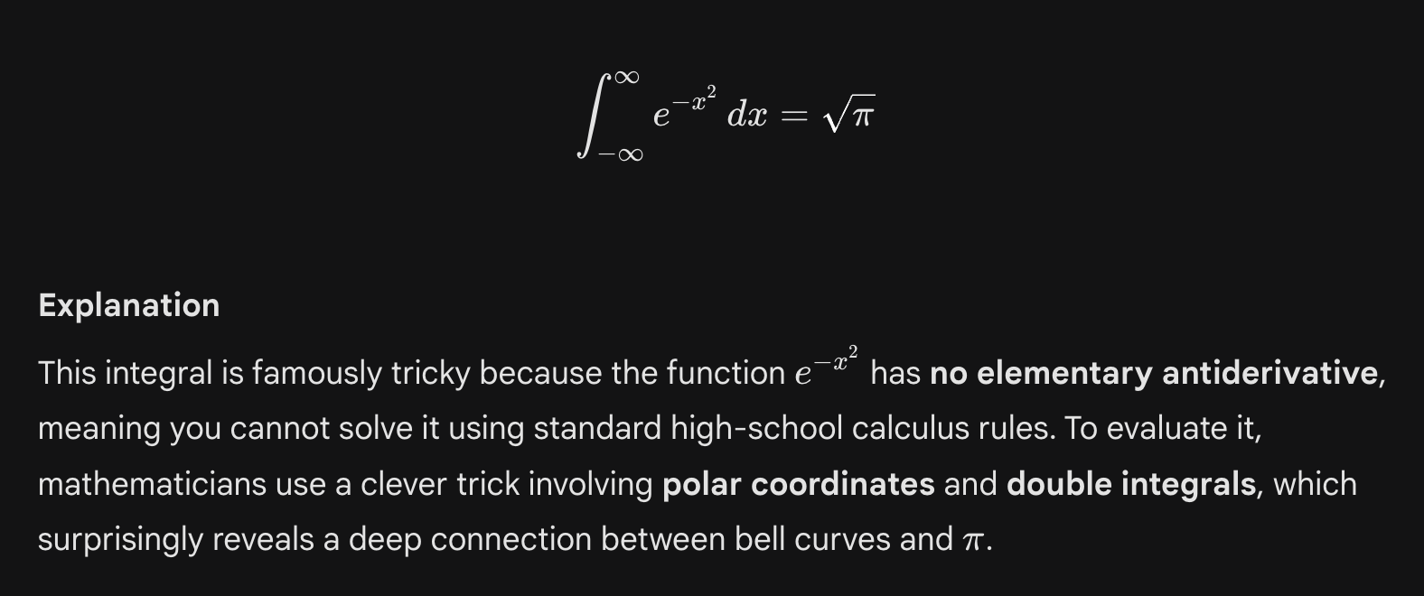Integral Calculator Interface showing a solved integral problem